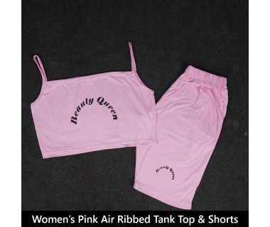 Women's Pink Air Ribbed Tank Top & Shorts